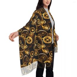 Scarves Warm Scarf Autumn Retro Steampunk Shawls And Wrap Brass Gears Print Custom Foulard Women Y2k Funny Headwear