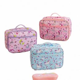 cute Carto Portable Insulated Lunch Bag Children Pink Rainbow Unicorn School Bento Bag Box Food Small Cooler Bag Pouch k9Qz#