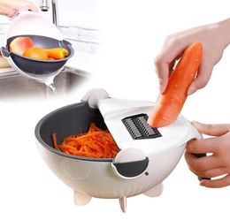 Multifunction Fruit Vegetable Washing Basket Strainer Rotate Vegetable Cutter With Drain Basket Creative Drainer Kitchen Tools T206399693