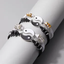 Charm Bracelets 2Pcs/set Friendship Braided Bracelet For Women Men Friends Matching Yin Yang Adjustable Fashion Couple Jewellery