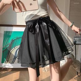 Skirts 2024 Summer Women Fashion Spring Party Skirt Elastic High Waist Mini Irregular Mesh Faldas Para Mujeres Y2k Clothes