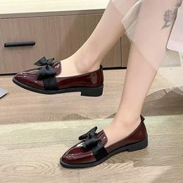 Casual Shoes Pointy Bow Women's Flats 2024 Spring Comfort Root Formal Fashion Platform Women Plus-size 43