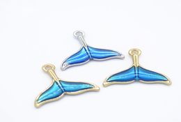 100pcs20mmX18mm enamel blue whale tail charm pendant ocean fish tail charmgold tone silver tone available for craft making5018585
