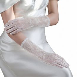 wg065 Exquisite Wedding Bridal Gloves Plain Tulle Lace Lg White Finger Bridesmaid Gloves Women Pageant Prom Accories O1R7#