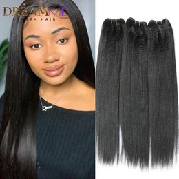 Light Yaki Straight Hair Bundles 34 Pieces Kinky Human 830 Inch Remy For Women 240402