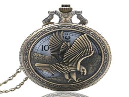 ViVine 3D Flying Eagle Cover Quartz Pocket Watch Bronze Hawk Wing Necklace Chain Clock Souvenir Gifts for Men Women9215273