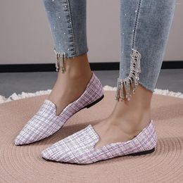 Casual Shoes Ladies Summer Colour Blocking Shallow Mouth Breathable Flat Bottom Footwear Comfortable Pointed Toe Large Size