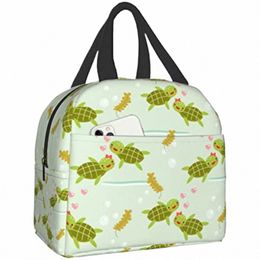 cute Turtle In Love Insulated Lunch Bag Reusable Lunch Bags Freezable Tote Lunch Bag for Adult Kids g4Ym#