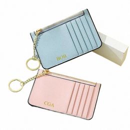 Customised new korean versi minimalist ultra-thin women's card bag for Multi Slots keychain zipper small card holder wallet m3dW#
