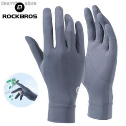 Cycling Gloves ROCKBROS Fishing Gloves Sunscreen Anti UV Elastic Gloves Outdoor Sports Breathab Non-Slip Summer UV Protection Cycling Gloves L48