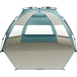 Pop Up Beach Tent for 4 Person Easy Setup and Portable Shade Sun Shelter Canopy with UPF 50 UV Protection Family TENT 240416