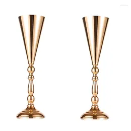 Vases 2 Piece Tabletop Flower Vase Wedding Centrepiece Decor Gold Metal Stand Artificial Ornaments For Anniversary Part