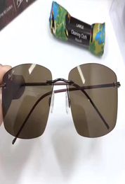 jim Frigate Rimless Gloss Dark Brown Unisex Sunglasses Fashion Sunglass men sunglasses new with box6947855