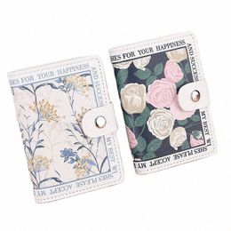 multiple Card Slots Credit Bank Id Card Holder Bag Organizer Badge Busin Bus Card Storage Case Anime Floral Mey Bill Wallet H8OH#