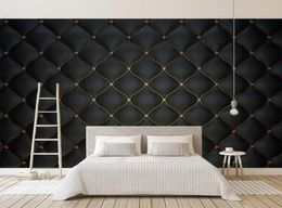 Custom Wall Murals 3D Black Luxury Soft Bag Leather Po Wallpaper For Living Room Bedroom TV Background Wall Home Decor Mural7490463