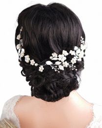 bride Crystal Wedding Leaf Pearls Heaband Vine Sier Gold Bridal Headpiece Leaves Hair Accorie for Women and Girls f7Dm#