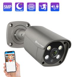 System Techage 5mp Security Poe Camera Ai Human Detection Twoway Audio Ip Camera Ip66 Outdoor Cctv Surveillance Full Color Night P2p