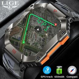 Watches LIGE New Military GPS Outdoor Sport Track Smart Watch Men 620mAh Ultra Long Standby Compass Bluetooth Call Waterproof Smartwatch