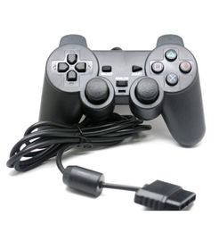 Wired 15M Controller Dual Vibration Joystick Gamepad Joypad For PS2 Playstation 2 Black retail bilstercard pack TW4317565995