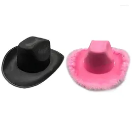 Berets Adult Cowboy Hats With Plush Trim Eye Catching Woman Cowgirl Hat Model Show Performances Pography Y1UA