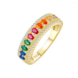 Cluster Rings Water Droplet Coloured Diamond Ring For Women Pure Silver With European And American Handicrafts