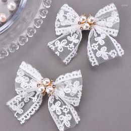 Hair Accessories 2Pcs Embroidery Bowknot Clips For Girls Sweet French Lace Pearl Hairpins Baby Barrettes Headwear Kids