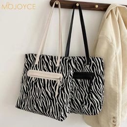 Bag Youth Ladies Simple Versatile Women Zebra Pattern Shopping Fashion Middle Canvas Handbag Underarm Bags