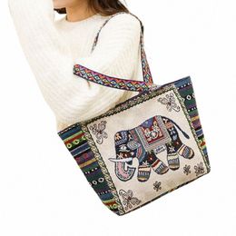 natial Style Canvas Shop Bags Thailand Bangkok Elephant Fi Printing Tote Shoulder Bag Beautifully Sandy Handbags R4Hd#