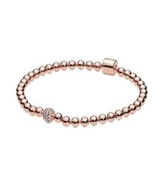 Fine Jewellery Authentic 925 Sterling Silver Bead Fit Charm Bracelets Rose Gold Beads & Pave Bracelet Safety Chain Pendant DIY beads6990736