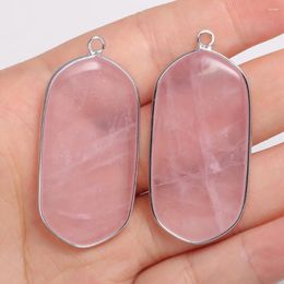 Pendant Necklaces Fashion Charms Natural Stone Pink Crystal Rectangle Rose Quartzs Pendants For Women Jewelry Making DIY Necklace Earrings