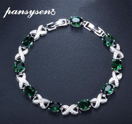 PANSYSEN Women Party Charm Braclets Real Silver 925 Jewelry Emerald Sapphire Amethyst Bracelet Female Whole Anniversary Gift 158478146567