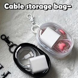 Storage Bags 1Pcs Protective Cover Data Cable Box Round Outdoor Travel Portable Bag Multifunctional Clear Organiser