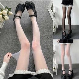 Sexy Socks Women Summer Sexy Transparent Silky Pantyhose Solid Colour See-Through Stretch Tights Student College Sheer T8NB 240416