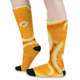 Women Socks Orange Slices Stockings Female Fresh Oranges Print Breathable Trendy Climbing Non Slip Custom Gift