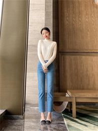 Women's Jeans Women Slim Fit Skinny Mesh 2024 Spring Summer Ladies All-Match Loose Pencil Pants Female Multi-Color Trousers