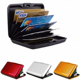 men Aluminum Bank Card Holder Blocking Hard Case Wallet Solid Credit Card Anti-RFID Scanning Protect Card Holder o6ET#
