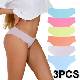 Women's Panties 3PCS Female Underwear Seamless Low Rise Silk Breathable Briefs Ladies Lingerie Pantys Underpants