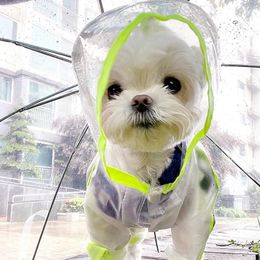 Dog Apparel Raincoat For Fluorescent Colour Transparent Matte Four-legged Waterproof All-inclusive Pet Clothes Supplies