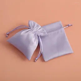 Jewelry Pouches 50 Small Bags Purple Jewellery Packaging Drawstring Skincare Package Flannel Suede Velvet Wedding Favor Bag