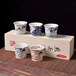 Coffee and Tea Cups Set 5-pieces Japan Hand Made Five Guest Cup Gift Box Festival Gift Japanese Tea Cup Simple Manual Ceramics