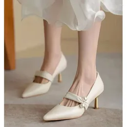 Dress Shoes Beige High Heels Lace-Up Bridal Shallow Mouth 2024 Sandals Ladies Slip On Navy Blue Pumps Pointed Wedge Sweet 12cm Gold