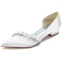 Casual Shoes Satin Pearls Wedding Flats Pointed Toe Slip-on Women Flat For Mother Of Bride/Bridesmaids/Prom/Evening/Cocktail