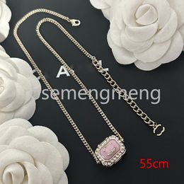 Luxury Brand Designer Box Model Pendants Necklaces Never Fading 18K Gold Plated Copper Crystal Pearl Letter Choker Pendant Necklace Chain Jewellery Accessories