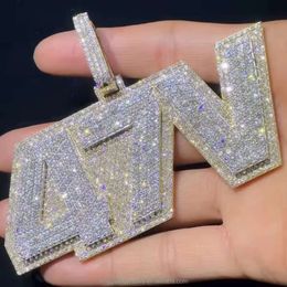 Letter VVS Diamond Sier Gold Plated Vvs D GRA Moissanite Diamond Fine Jewelry Hip Hop Pendant Custom