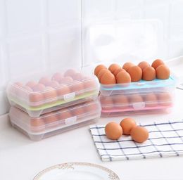 15 Cells Refrigerator Eggs Holders Storage Box Singlelayer Plastic Refrigerator Food Eggs Storage Box Kitchen Storage Organizatio1343272