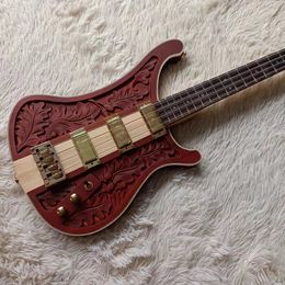 2024 Factory customized high-quality 4-string panel carved electric guitar bass bass free shipping