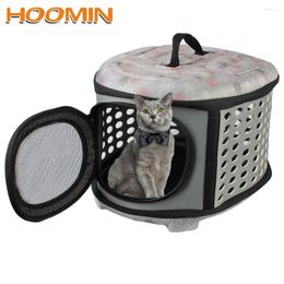 Cat Carriers HOOMIN Folding Small Dog Outdoor Shoulder Bag Cats Carrying Animal Transport Breathable Pet Flower Bags