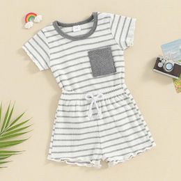 Clothing Sets Kupretty Toddler Baby Girl Summer Clothes Ruffle Ribbed Knit Short Sleeves T-Shirt Tops Shorts Cute Outfits Set