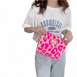 pink Leopard Print Women Cosmetic Bag Retro Fr Ladies Small Clutch Purse Travel Handbags Schoolgirl Pencil Storage Bags a6Hq#
