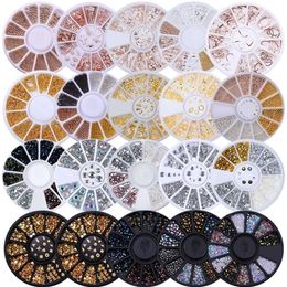 12 Grid Mixed Disc Art Decorations Colorful Shaped Diamond Rhinestones Pearl Rivet Ornament Nail Supplies for Professional